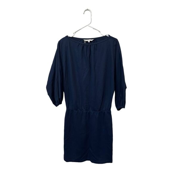 NWT Trina Turk Navy Bateau Neck Dolman Sleeves Blouson Waist Stretch Bela Dress - Picture 3 of 8